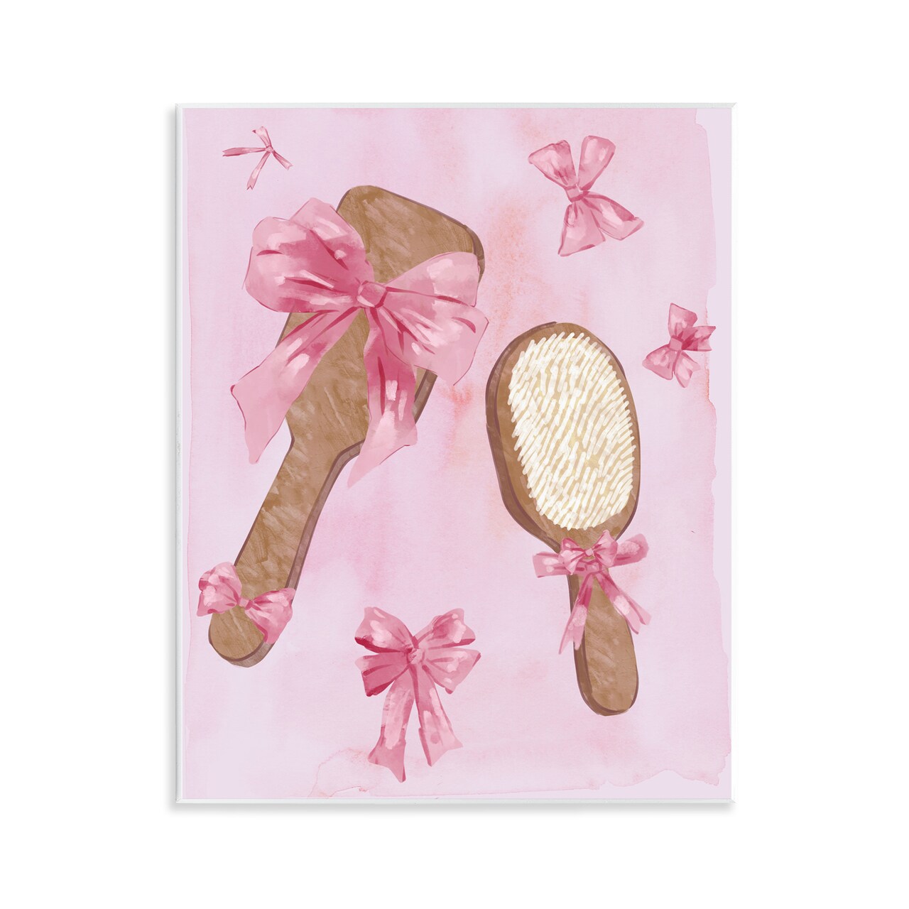 Stupell Industries Lovely Pink Hairbrushes Wall Plaque Design by Ziwei Li